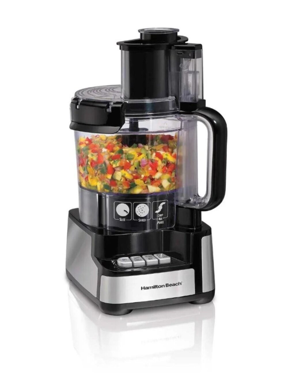 Hamilton Beach Deluxe Stack & Snap Food Processor 12 Cup Bowl, 2-Speed 450 Watt
